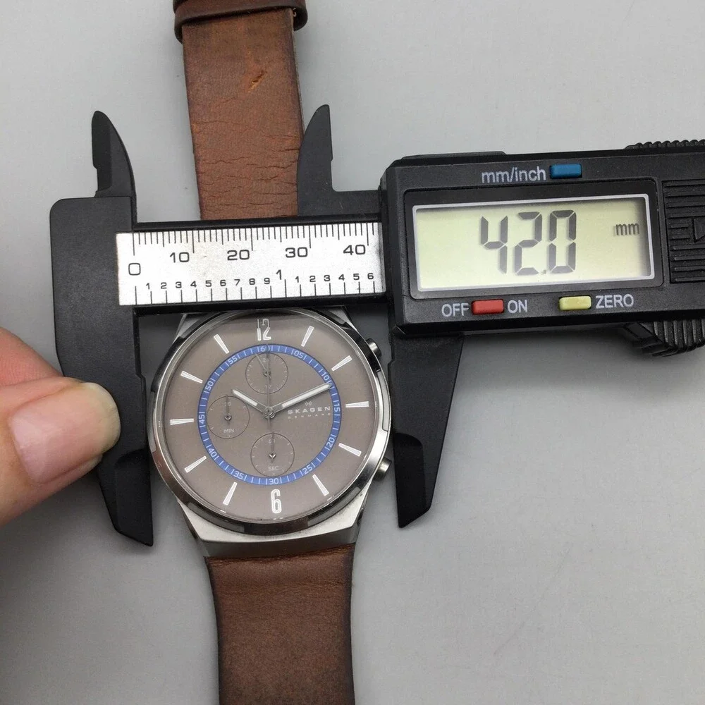 Skagen Melbye SKW6065 Mens Watch 42mm Chronograph Brown Leather New Battery